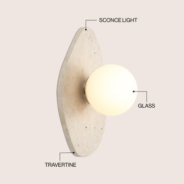 Tivoli 12" Modern Minimalist 1-Light Ovoid Travertine LED Wall Sconce